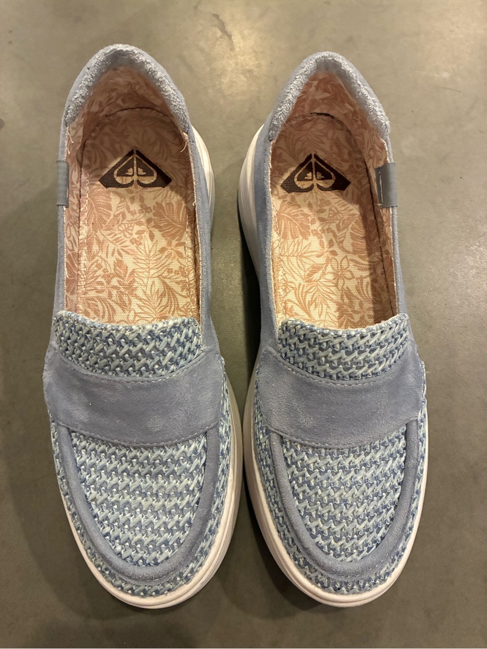 Roxy Light Blue Woven Slip-On Loafers